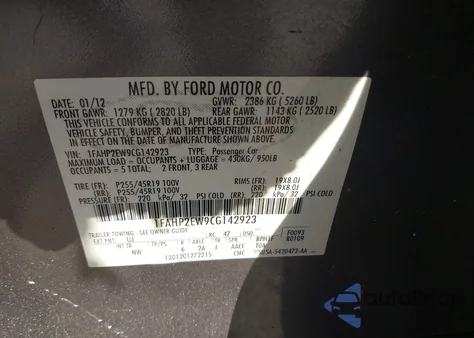 2012 Ford Taurus Sel z USA, uszkodzony, nr VIN 1FAHP2EW9CG142923